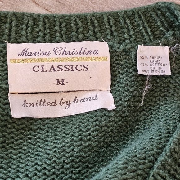 90s Teddy Bear Cardigan Sweater Sports M/L Handknit Football Soccer Cheerleader - Picture 10 of 11